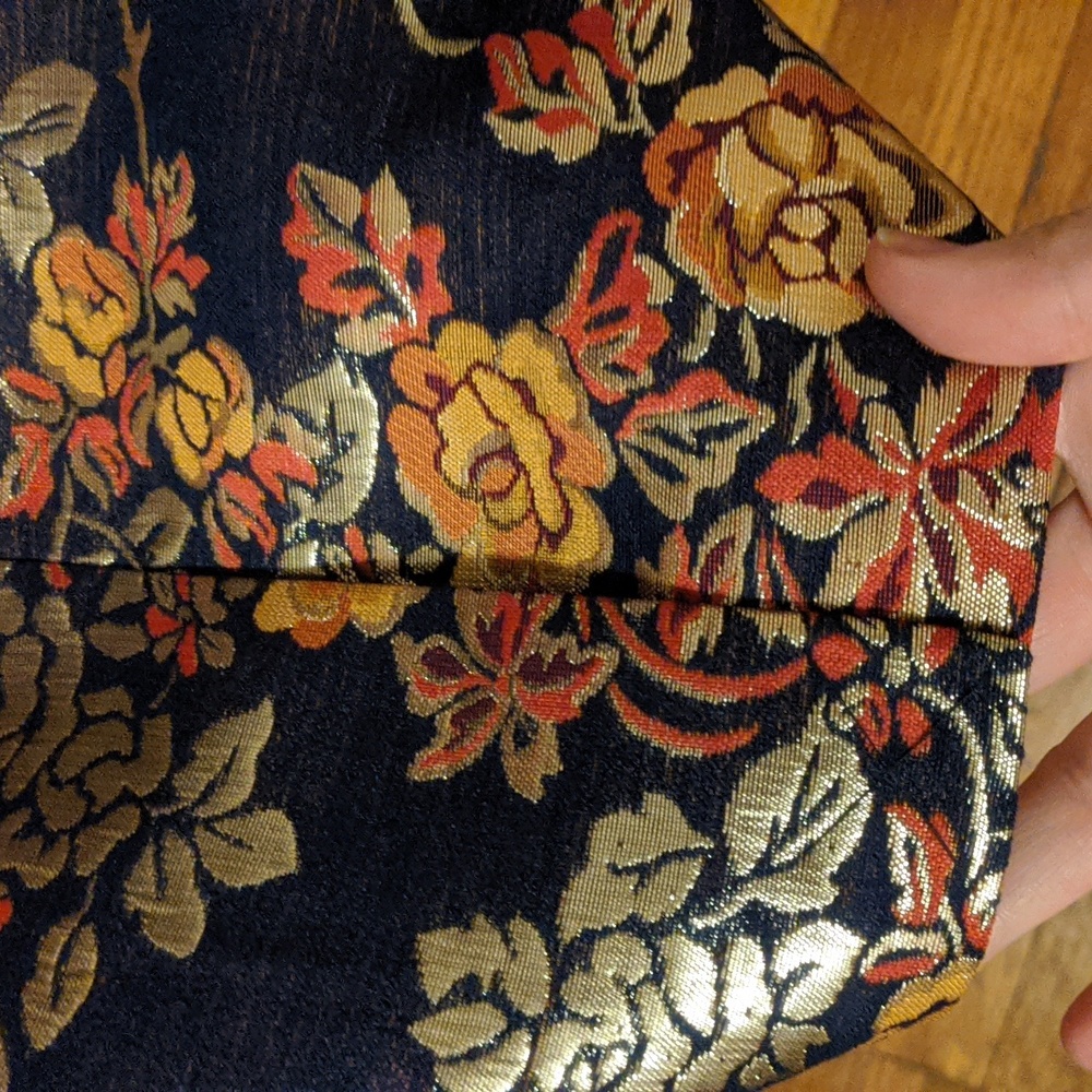 NEW Brooks Brothers Navy Bronze Antique Gold Orange Red Floral Jacquard Skirt - Picture 3 of 6